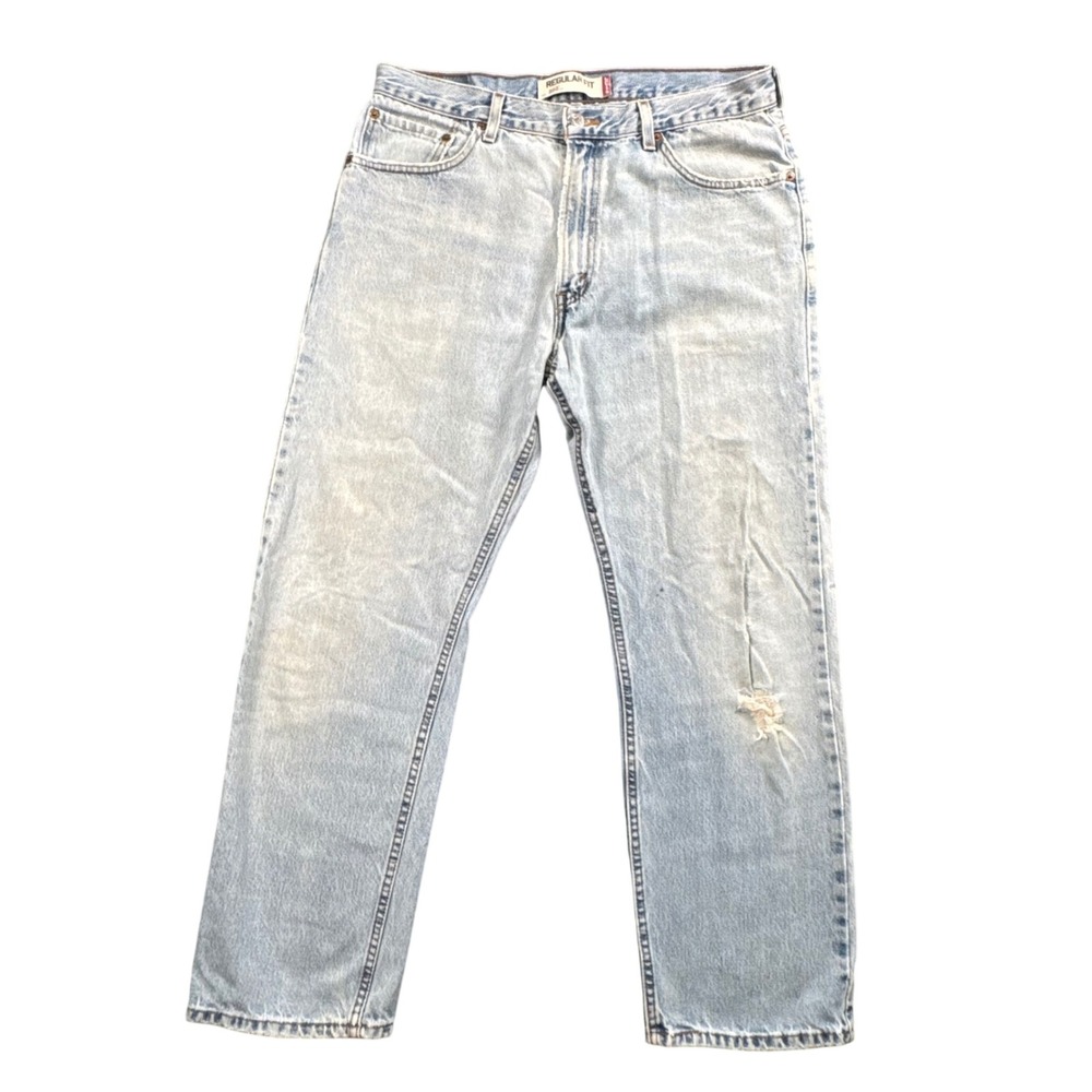 VTG Levi's 505 Regular Fit Jeans Mens W36 L30 Light Wash Blue Denim Straight Leg